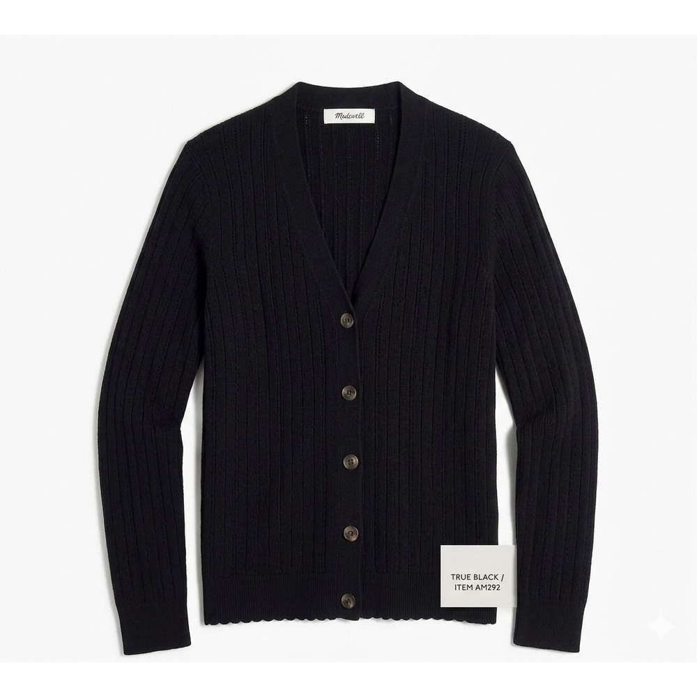 Madewell Pointelle Ribbed Cardigan Sweater Women XXSmall Old Money Dark Academia